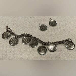 Vintage ‘60s Ten Commandments Charm Bracelet Christian Religion Missing #8 Charm